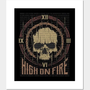 High On Fire Vintage Skull Posters and Art